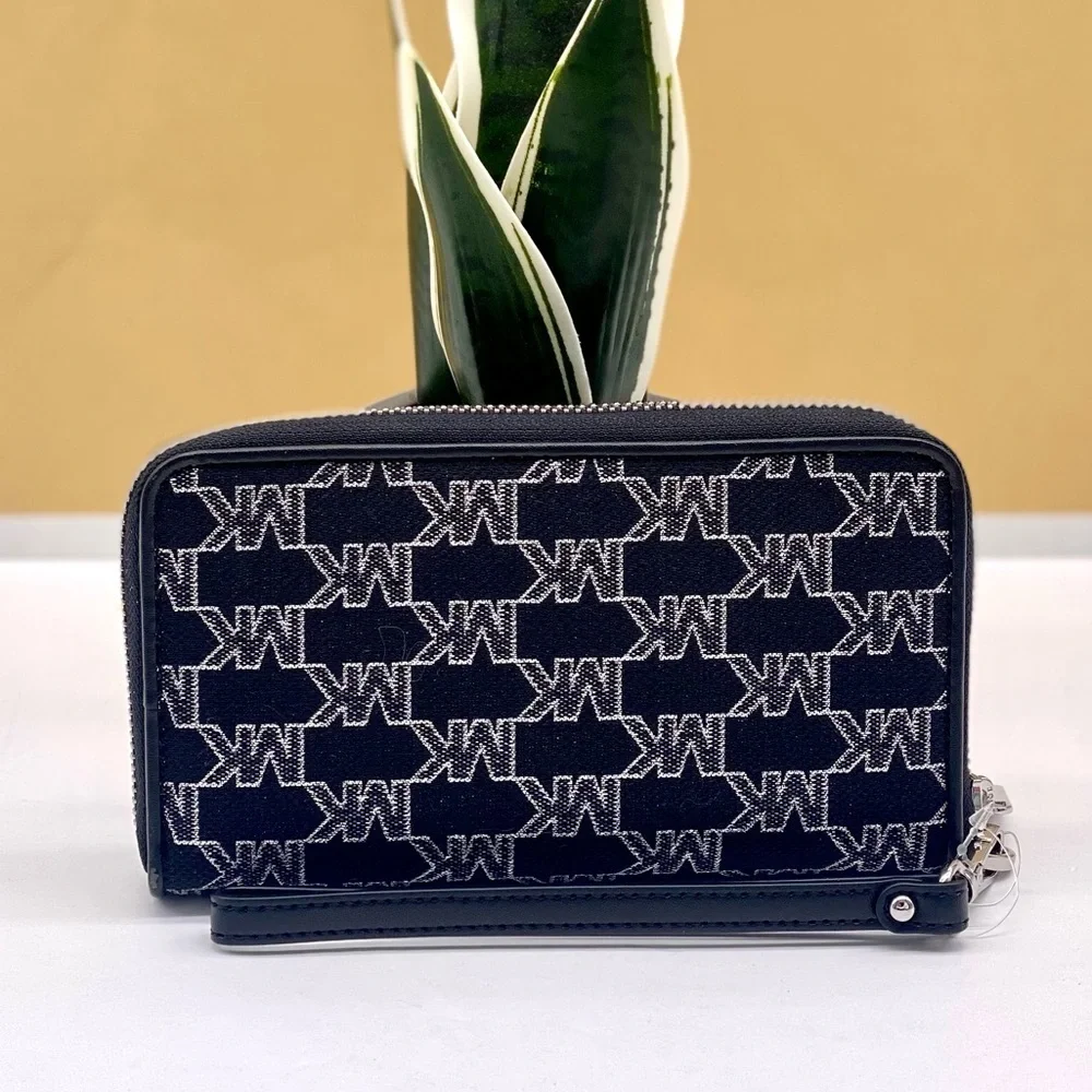 Michael Kors Jet Set Travel Wallet Phone Case Wristlet Glimmer MK Print
